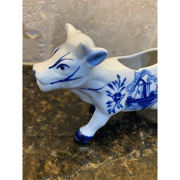 Vintage Handpainted Holland Windmill 1960’s Delft Cow Creamer - EUC - Picture 8 of 9